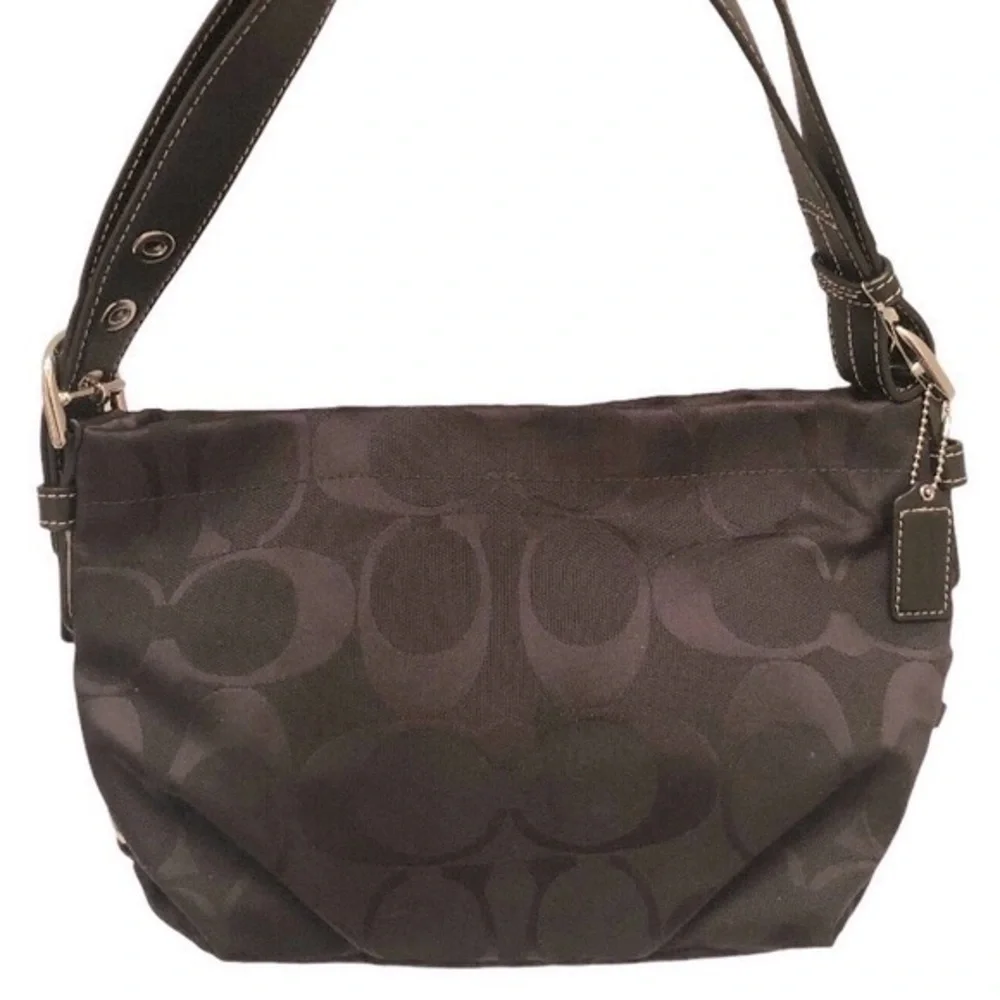 Coach vintage y2k f15068 signature jacquard black leather hobo bag